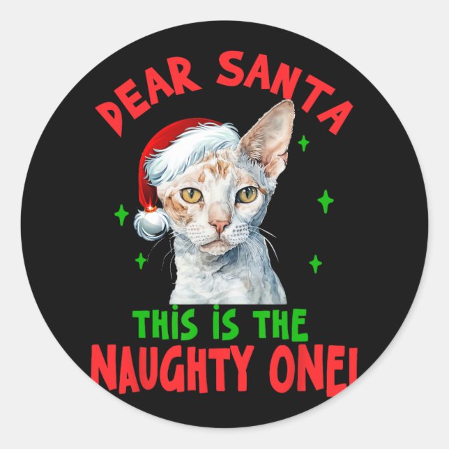 Adesivo Devon Rex Cat Christmas Caros Papais noeis Este É  (Frente)