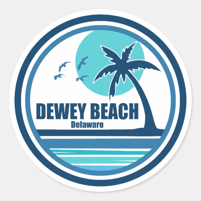 Adesivo Dewey Beach Delaware Palmeira Pássaros (Frente)