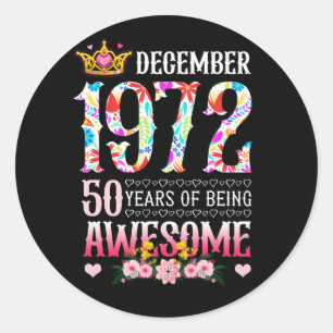 Adesivo Dezembro de 1972 50º aniversário 50 anos