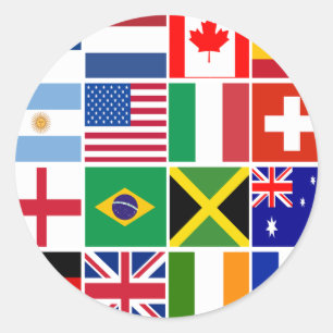 Adesivo Dezesseis bandeiras de muitos t-shirt das nações