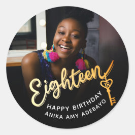 Adesivo Dezoito 18º Aniversário foto ouro preto 18 teclas
