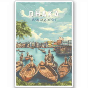Adesivo Dhaka Bangladesh Illustration Viagem Art Vintage
