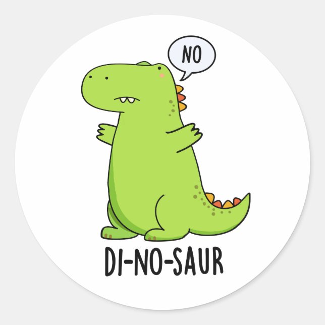 Adesivo Di-no-saur Piadas engraçadas de dinossauros  (Frente)