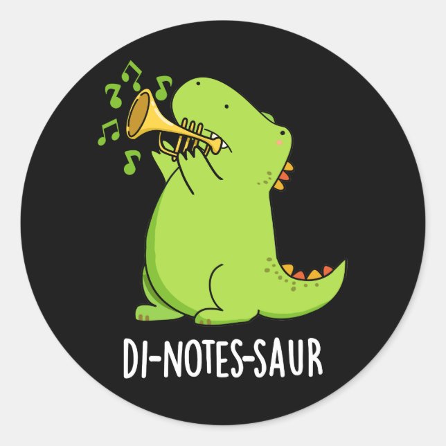 Adesivo Di-notes-saur Piada de Dinossauro Divertida Fundo  (Frente)