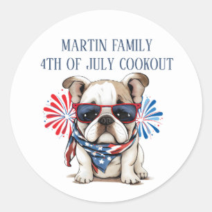 Adesivo Dia 4 de Julho da Independência Bulldog Vermelho B