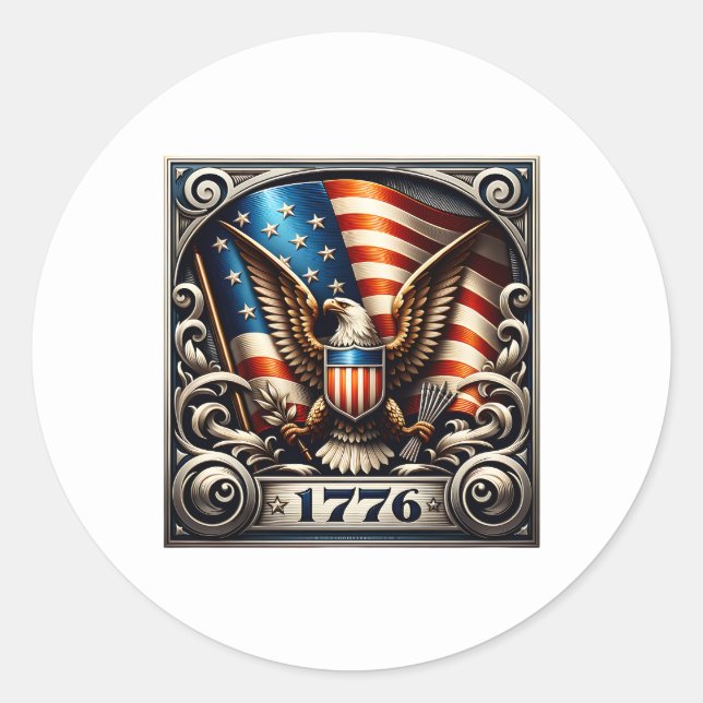Adesivo Dia 4 de julho de 1776 da Independência (Frente)