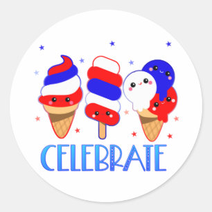 Adesivo Dia 4 de julho de Sorvete celebra Dia da Independê