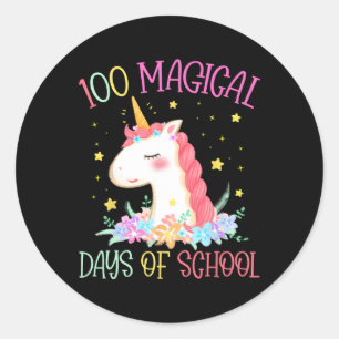 Adesivo Dia Da Escola Unicórnio 100 Dias Mágicos Ensinam M