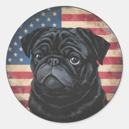 Adesivo Dia da Independência, 4 de julho, "Pug Sticker" Pa