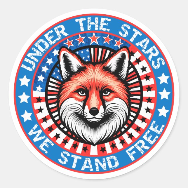 Adesivo Dia da Independência 4 de julho Raposa patriótica (Frente)