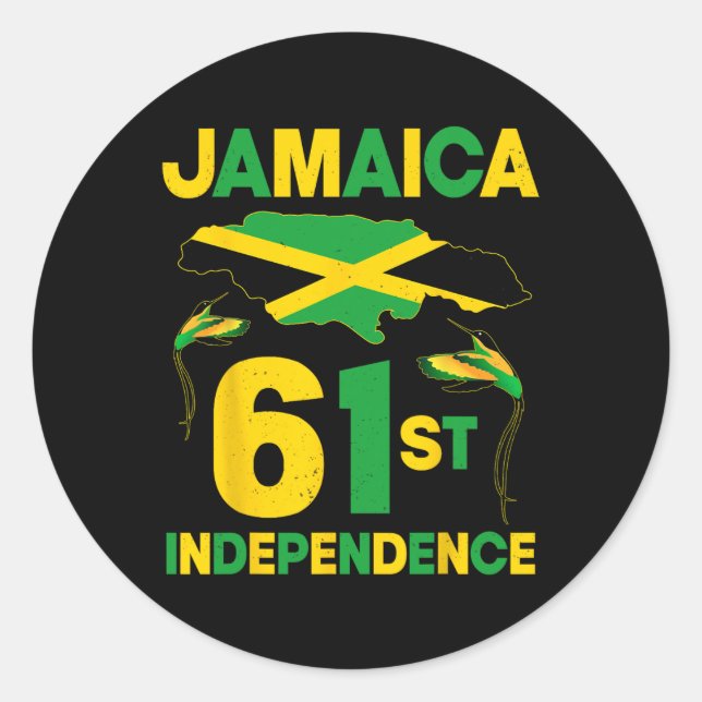 Adesivo Dia da Independência da Jamaica, 61ruas desde 1962 (Frente)