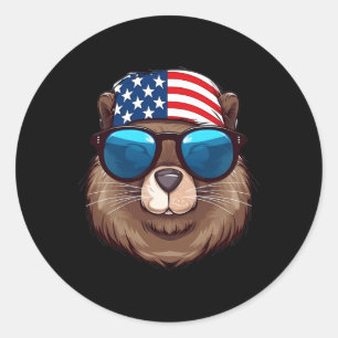 Adesivo Dia da Independência do Beaver Americano com Bande