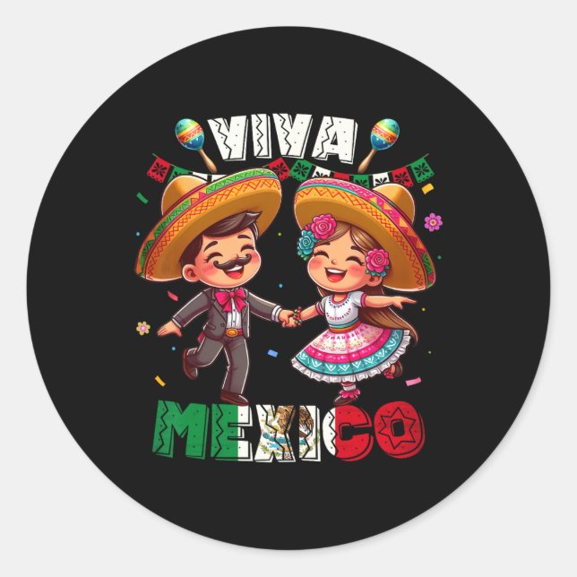Adesivo Dia Da Independência Mexicana Viva Meninas Do Méxi (Frente)