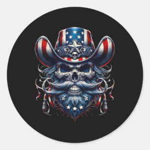 Adesivo Dia da Independência Usa Crânio Patriótico Comprim