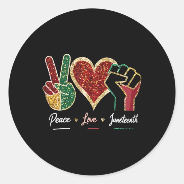 Adesivo Dia da Liberdade Negra Paz Amor Juneteenth (Frente)
