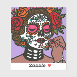 Adesivo Dia da Mão Morta Desenhada Catrina