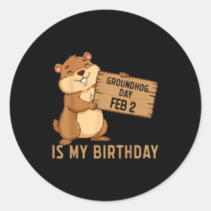 Adesivo Dia da Marmota 2 de Fevereiro É Meu Aniversário Fe