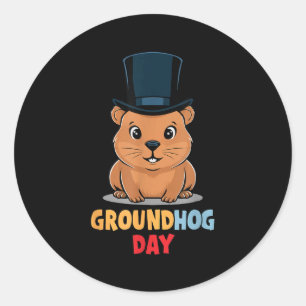 Adesivo Dia da Marmota Divertido Feliz 2 de Fevereiro Feri