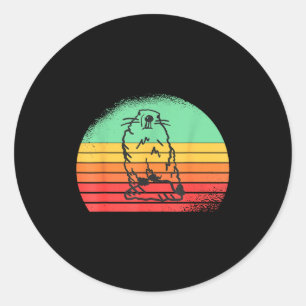 Adesivo Dia da Marmota Retro Pôr do Sol Engraçado Marmota