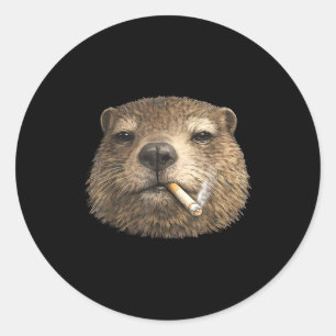 Adesivo Dia da marmota vintage engraçado fumando marmota