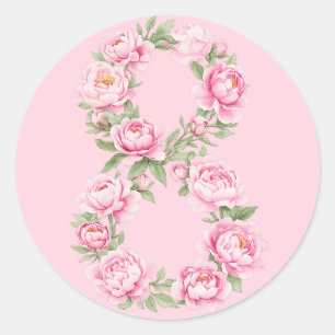 Adesivo Dia da Mulher Flor de Peônia para 8 de Março