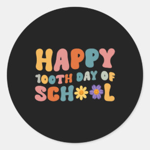 Adesivo Dia Da Professora Retro Groovy Feliz 100 Dias