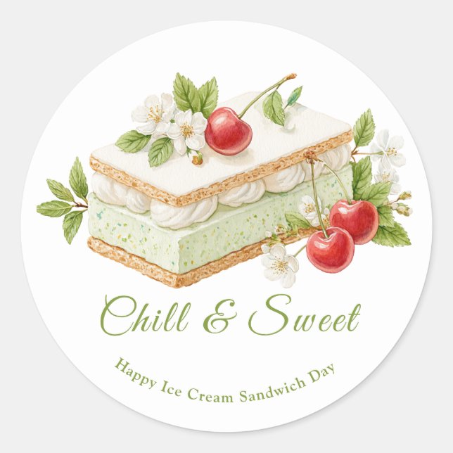 Adesivo Dia da Sanduíche do Sorvete de Pistachio (Frente)