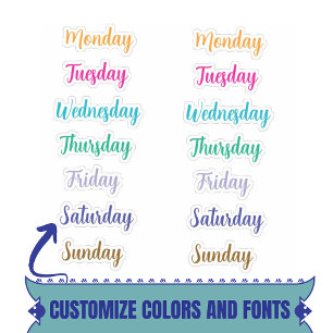 Adesivo Dia da Semana de Autocolantes Personalizados