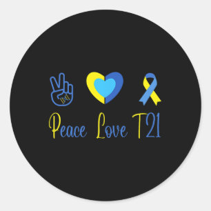 Adesivo Dia da Síndrome de Abaixo Amarelo Azul T21 Peace L