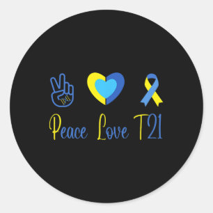Adesivo Dia da Síndrome de Abaixo Amarelo Azul T21 Peace L