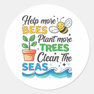 Adesivo Dia da Terra 2025 Salvem Abelhas Plantas Árvores L