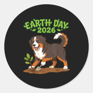 Adesivo Dia da Terra 2026 Cachorro Montanhês Bernês Fofo P