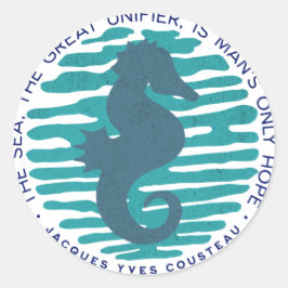 Adesivo Dia da Terra, Cavalo do Mar e Ondas, Limpar o Ocea