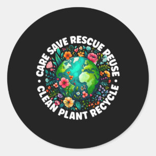 Adesivo Dia da Terra com Camisa Cuidados Salvos Reciclar d