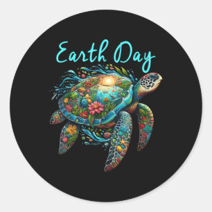 Adesivo Dia da Terra da Tartaruga do Mar Salve a Terra