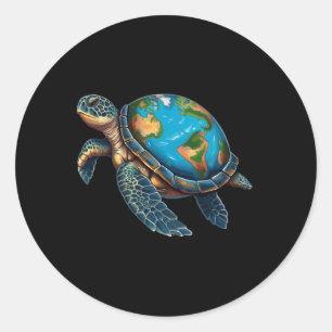 Adesivo Dia da Terra da Tartaruga do Mar Salve o Planeta M