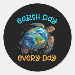 Adesivo Dia da Terra Diariamente Camisa Tartaruga Marinha
