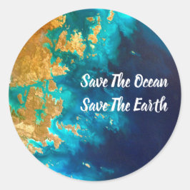 Adesivo Dia da Terra Dourada e Azul Moderno