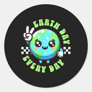 Adesivo Dia da Terra Kawaii Todo Dia Crianças Planeta Paz 