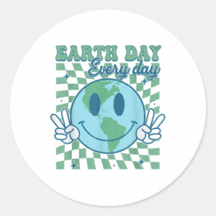 Adesivo Dia da Terra Sorria Diariamente Face Planeta Hippi