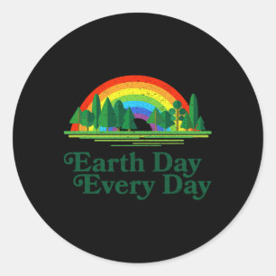 Adesivo Dia da Terra Todos os Dias Árvores Arco-Íris - Ret