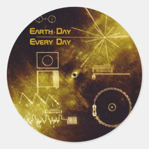 Adesivo Dia da Terra - Voyager - Disco de ouro Sons da Ter