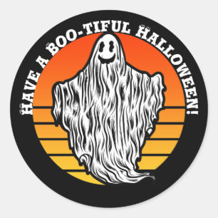 Adesivo Dia das Bruxas Fantasma Tenha um Retro Vintage Boo