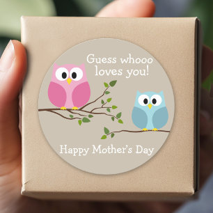 Adesivo Dia das mães - corujas bonitos - Whooo ama-o
