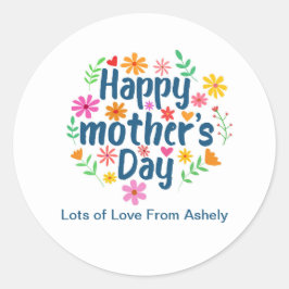 Adesivo Dia das Mães Floral Retro Personalizado Feliz 