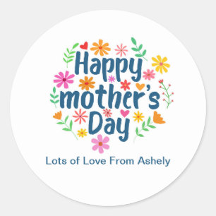 Adesivo Dia das Mães Floral Retro Personalizado Feliz 