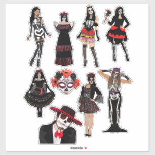 Adesivo Dia das Mulheres Mortas Homens do Esqueleto pessoa