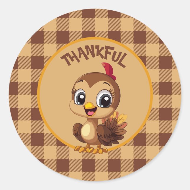 Adesivo Dia de Ação de Graças à Turquia Feriado (Frente)