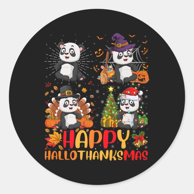 Adesivo Dia de Ação de Graças de Halloween Panda Hallothan (Frente)
