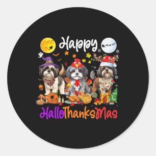 Adesivo Dia de Ação de Graças de Halloween Shih Tzu Dog Ha